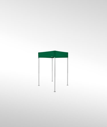 Ein grüner Faltpavillon 1,5x1,5 m.