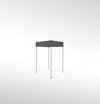 Un gazebo pieghevole grigio scuro di 1,5x1,5 m.