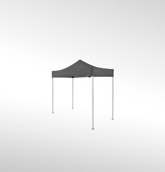 Un gazebo pieghevole grigio scuro di 3x1,5 m.