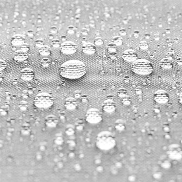 Tessuto impermeabile grigio chiaro Ecotent con goccioline d'acqua