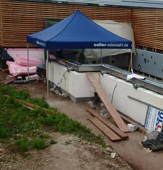 Gazebo pieghevole da lavoro blu 3x3 Saller per cantieri - Ecotent