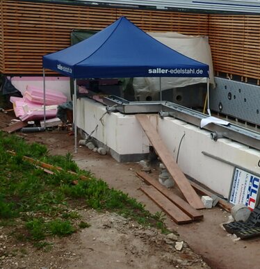 Gazebo pieghevole da lavoro blu 3x3 Saller per cantieri - Ecotent