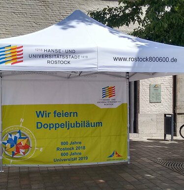 Gazebo 3x3 bianco persomnalizzato per anniversario città Rostock