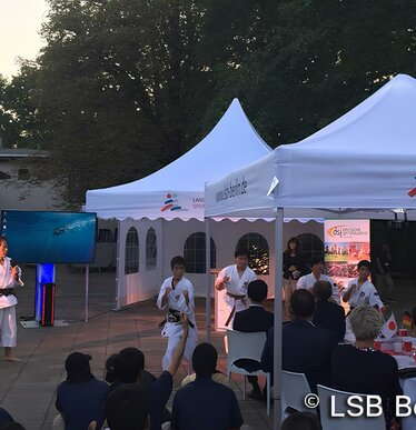Gazebo bianchi 3x3 lbs Berlin utilizzati durante una festa gioavnile.