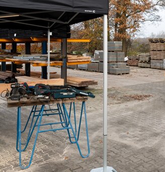 Gazebo nero 4x4m da lavoro con strisce led ripara attrezzatura edile